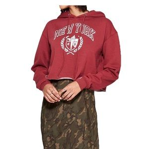 Wild Fable Cropped Hoodie New York Graphic Print
